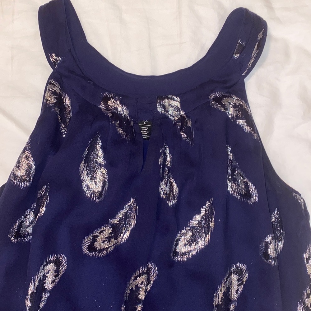 White House Black Market; Navy and Silver; Size L